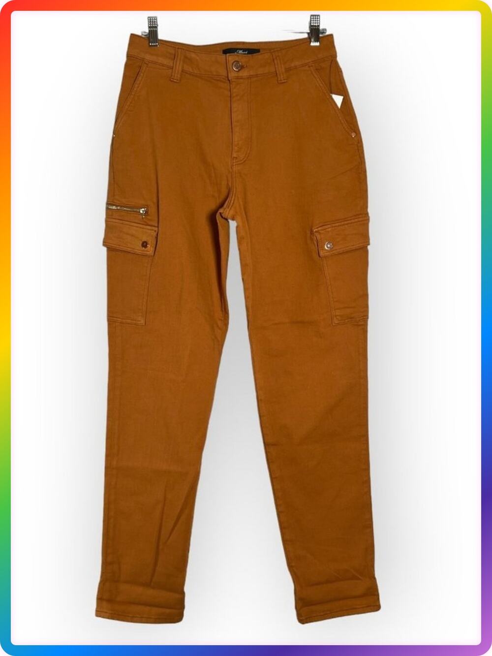 Mavi Denise Utility Cargo Pants SIZE 27x30 Orange Stretch High Rise Straight